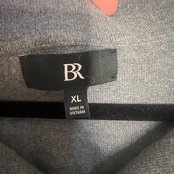 Banana Republic Italian Merino Wool Sweater Polo Johnny Collar Grey Size XL - Picture 5 of 6